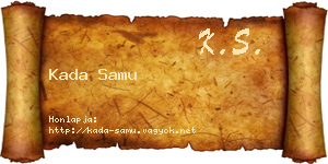 Kada Samu névjegykártya
